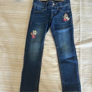 Wonder Nation Blue Skinny Jeans with Elegant Floral Design